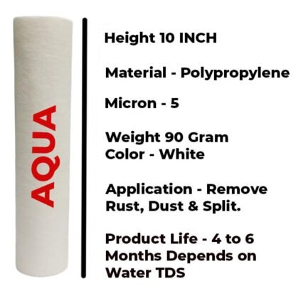 Rio Aqua + PP 10pcs PP Spun Filter + 1 Spanner + 4 Antiscalant Balls + 2mtr Water Pipe | for All Types of RO Water Purifiers - RO Spun Filter Cartridge Sponge Replacement Water Filter Candle - Image 7